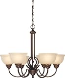 Dolan Designs 2850-20 Antique Bronze Soleil Transitional 6 Light Up Light Chandelier with Frosted Am