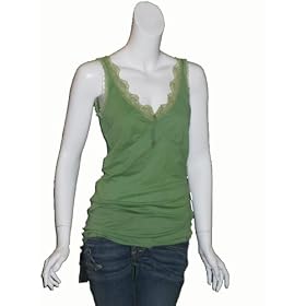 Z-BRAND Lace Tie Front Tank Top in Green Flax