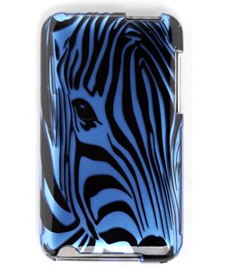 Zebra Snap on Case for Itouch 2g and 3g + USB Car Charger + USB Wall Charger for Ipod Touch 8g 16g 32gb 64gb + Screen Protector (Funky Blue Zebra)