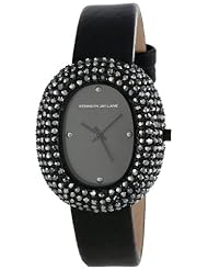Kenneth Jay Lane Womens 2401S-01 Black Hematite Leather Watch