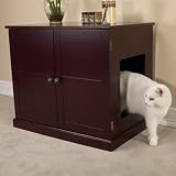 Pet Studio MDF Litter Box Cat Cabinet, Mahogany Pet Studio MDF Litter Box Cat Cabinet, Mahogany