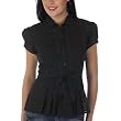 Merona® Short-Sleeve Pleated Swiss Dot Top - Ebony