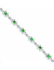 1.5 Carat 14K White Gold Diamond and Emerald Flower Bracelet