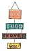 Quality Time Good Food Served Here 4 Piece Rusted Tin Sign with Chain