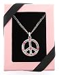 Pretty Pink Princess Peace Symbol Crystal Necklace