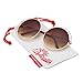 grinderPUNCH Women's Round Oversized Wire Sunglasses in Metal Gold Brown
