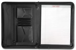 Black Synthetic Leather Enhanced Zip-Around Portfolio