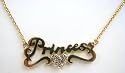 Disney Couture Gold Plated Necklace With Princess & Heart Pendant & Clear Crystals! * 08 Kidada Jones Newest Collection * * We Do NOT Ship To Australia And Japan *
