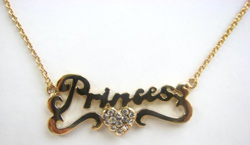 Click here to buy Disney Couture Gold Plated Necklace With Princess & Heart Pendant & Clear Crystals! 08... by Disney Couture.