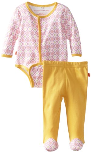 Magnificent Baby Baby-Girls Newborn Marrakesh Long Sleeve Burrito Bodysuit And Pant Set, Pink, 6 Months