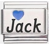 Jack Dark Blue Heart Laser Name Italian Charm Link
