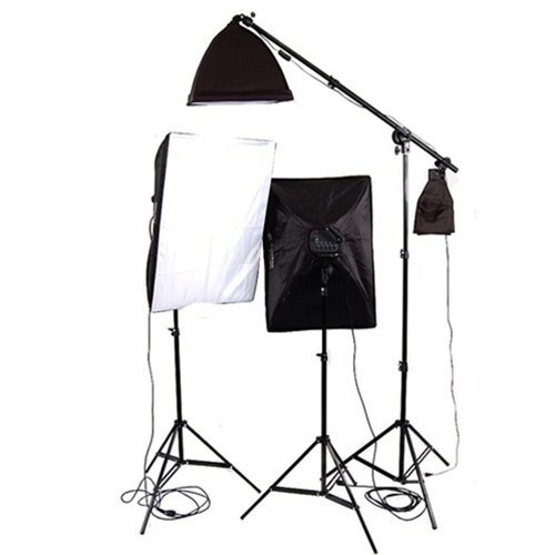 CowboyStudio 3300 Watt Photo Studio Lighting Softbox Video Light Kit Boom Set and Carry Case - VL-9026S-B-85W