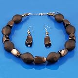 Brown and Copper Colored Necklace and Earrings