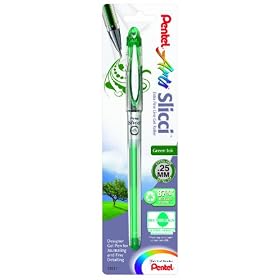 Pentel Arts Slicci 0.25 mm Extra Fine Gel Pen, Green Ink, 1 Pack (BG202BPD)