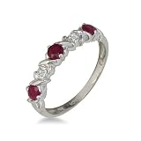 Ruby and Diamond Band in 10k White Gold Anniversary Ring