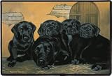 Black Labrador Retriever Puppies Designer Door Mat