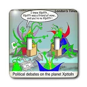 Londons Times Funny Society Cartoons - Alien Political Debates - Light Switch Covers - double toggle switch