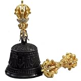 Tibetan Buddhist Gold Plated Bell and Dorje Set, Premium Quality.