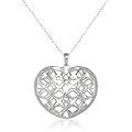 Sterling Silver Diamond-Cut Lattice Heart Pendant Necklace, 18"