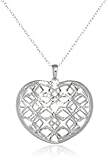 Sterling Silver Diamond-Cut Lattice Heart Pendant Necklace, 18"