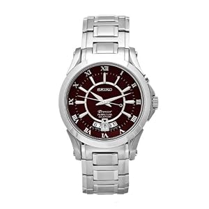 Seiko Men's SNQ117 Premier Stainless-Steel Black Roman Numeral Dial Watch