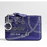 Coach Jewel Print Leather Skinny Case Bag Wallet with Key Chain 43298 Violet