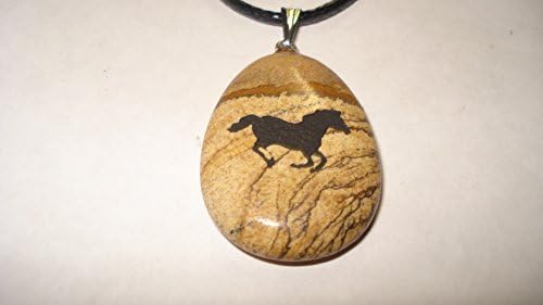 1pc Natures Natural Totem Energy Stone Classic Picture Jasper Horse #2 Gemstone Crystal Healing Pendant Necklace & Worrystone