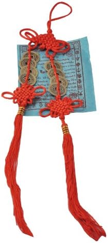 Red String Endless Knot Eight Chinese Feng Shui Coins Tassel, Good for Wealth, Love and Health, #17