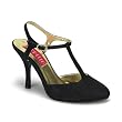3 1/2 Inch Heel Black Glitter Sandal Pump Shoes Sexy High Heel T-Strap Shoes