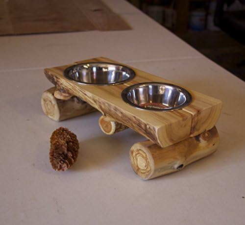 Kitty cafe pet feeder - elevated pet feeder - rustic pet bowl