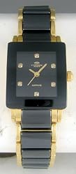 Oniss Women's Caprice II Black Ceramic Watch with Gold Trim ON603-lg-blk
