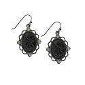 Victorian Gothic Black & Diamond Oval Drop Earrings