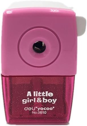 A Little girl &amp; boy,Pink Pencil Sharpener, Manual operation- Beautiful Hand Crank Design, Perfect Gift for School children to enhance their passion for study,Pink color.