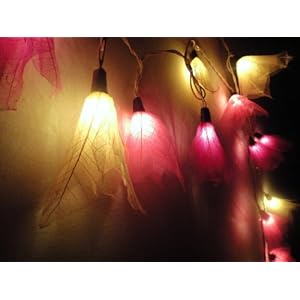 Thai Vintage Handmade 20 Magenta Tone Bodhi Rose Leaves Flower Fairy Lights String Home Decor 3.5m