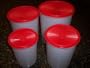 Tupperware Servalier Classic Canister Set of 4 Red Seal