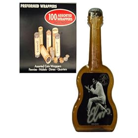 21 CLASSIC ELVIS THE LAS VEGAS YEARS GUITAR BANK WITH 100 ASSORTED COIN WRAPPERS by 