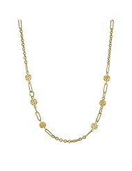 14K Yellow Gold Mixed Links Necklace 18 Inch