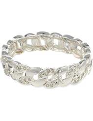 Anne Klein "Davant" Silver-Tone with Pave Stones Stretch Bracelet, 7.25"