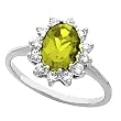 14K White Gold Peridot and Diamond Ring