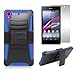Phonelicious For SONY XPERIA Z1S Xtreme Heavy Duty Hybrid Armor Dual Layer Kickstand Belt Holster Combo Rugged Case Tuff + LCD Screen Phone Protector Combo & Phonelicious Pen Stylu (BLUE GEL / BLACK EXTREME)