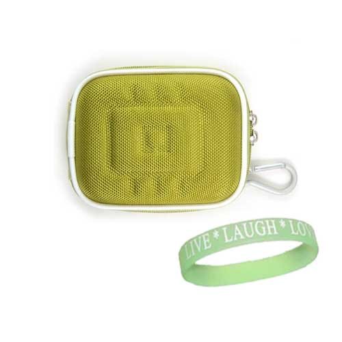 Durable Hard Nylon Green Canon Camera Carrying Case Pouch Sleeve for Canon PowerShot A1100IS 12.1 MP Digital Camera with 4x Optical Image Stabilized Zoom and 2.5-inch LCD + Vangoddy tm, Live*Laugh*Love wrist band!!!
