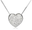 9ct White Gold 20Pt Diamond Heart Pendant 18" Chain
