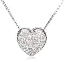 9ct White Gold 20Pt Diamond Heart Pendant 18" Chain