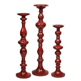 Red Graduating Candlesticks - Set of 3 by IMAX WorldWide Home