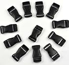 KLOUD ® 12 pcs black plastic 1-inch (25mm) flat side release buckles plus KLOUD cleaning cloth