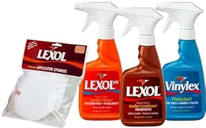Lexol Leather Cleaner, Conditioner, and Vinylex 16.9 oz. Combo Pack with Sponge
