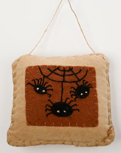 Set of 3- Primitive Mini Hanging Cloth Spider Pillow-for Shelves, Doorknobs or Displays