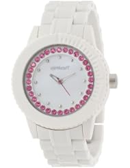 Sprout Womens ST/6504MPPK Pink Swarovski Crystal Accented White Corn Resin Bracelet Watch