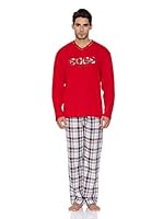 Basket Pijama Cuello Pico Bordada (Rojo)