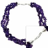 Sterling Silver. 925 Genuine Amethyst Stone Chip Twisted 3 Strand Torsade Necklace - B000M4KDYW